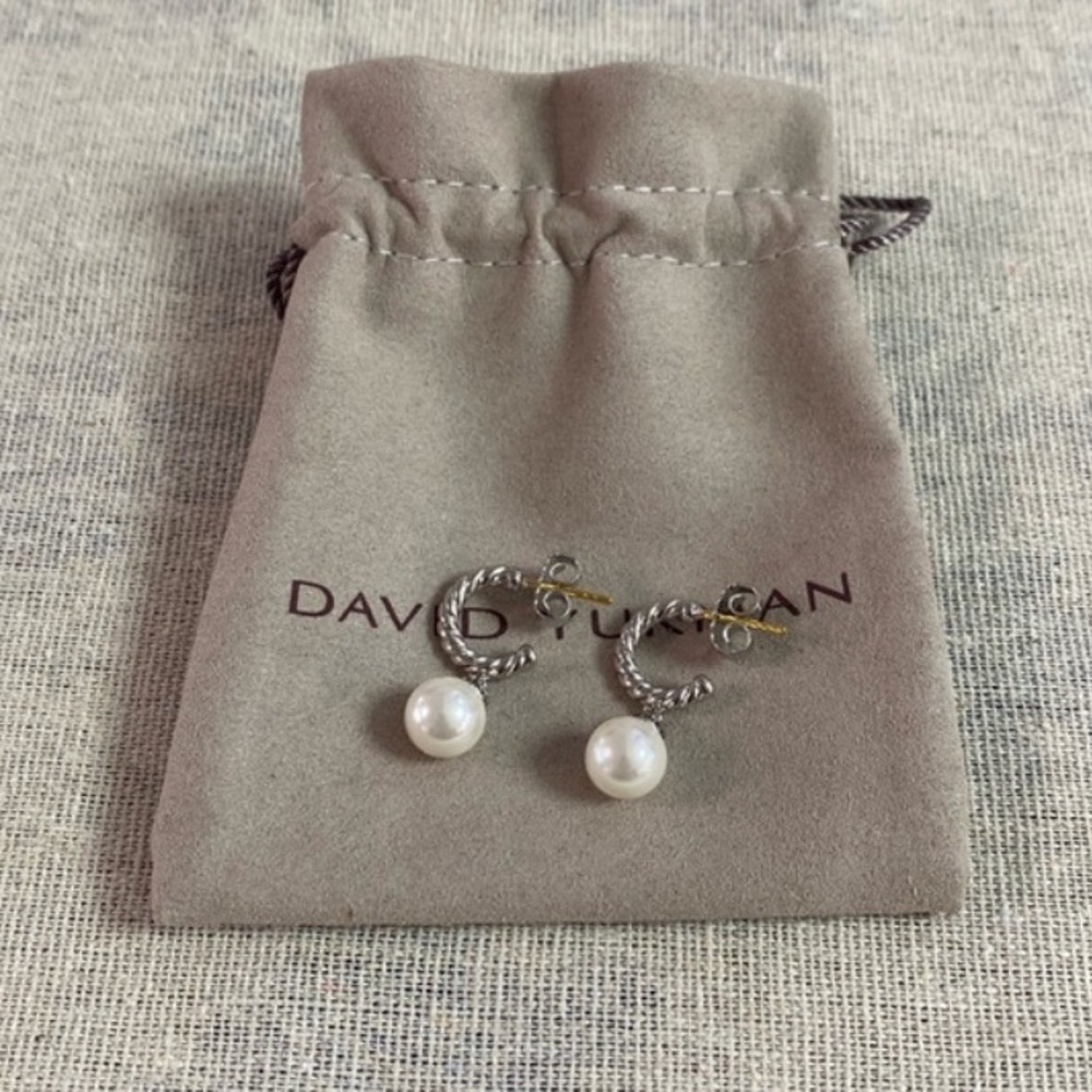 David Yurman Silver Earrings with Pearls